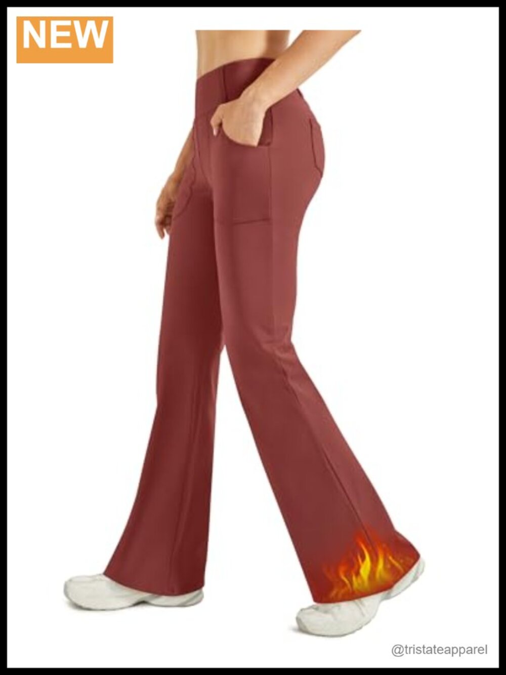 Fleece Lined Thermal Leggings Yoga Dress Pants 4 Pockets Bootcut